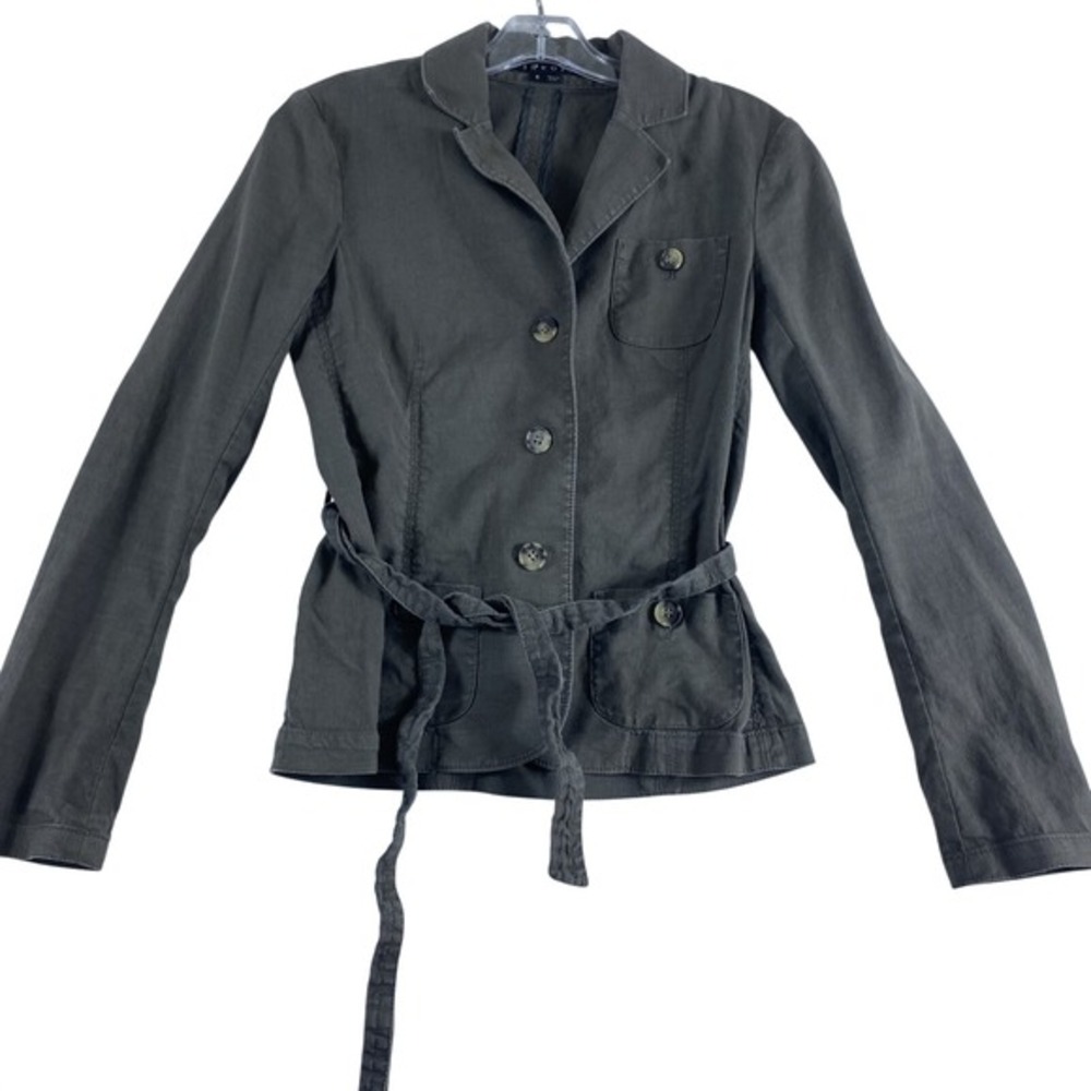 2/$30 Theory Lightweight Jacket Women's Sz‎ 6 Gray Linen Cotton Blend Summer